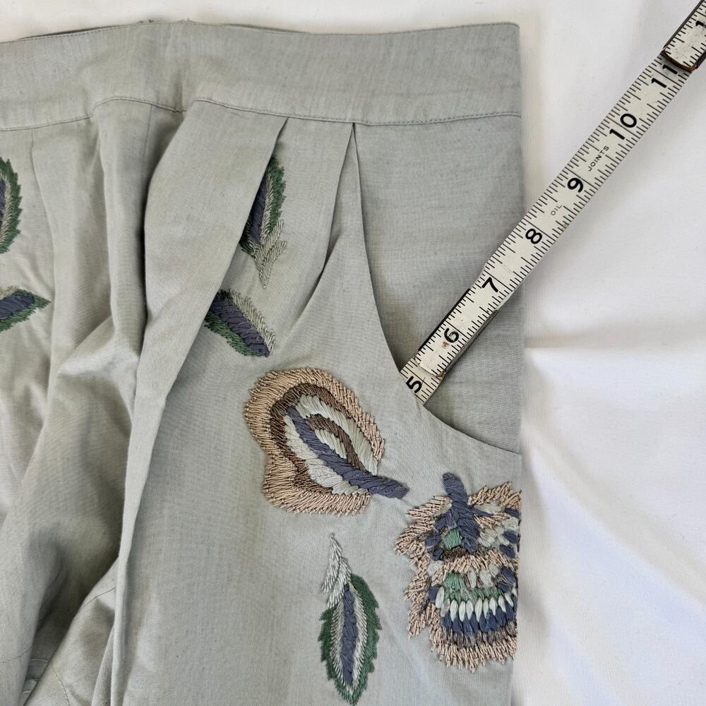 Anthropologie Suno Shorts XS High Rise Embroidered Grey Boho Cottage Summer - Picture 6 of 13